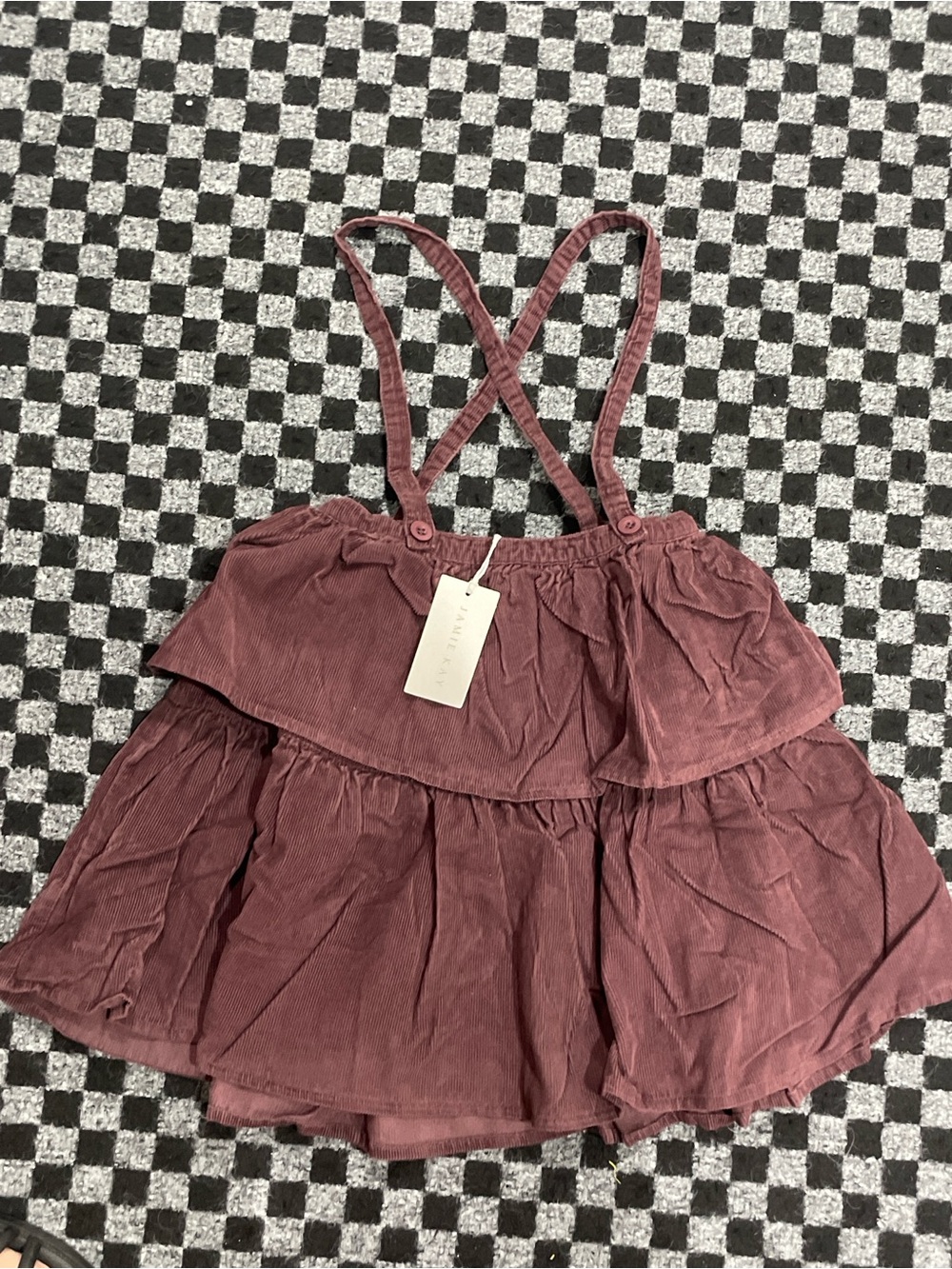 Jamie Kay Mauve Tiered Corduroy Suspender overall dress skirt size 6T